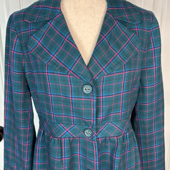 SUSINA Teal/Pink Plaid Womens Lightweight Lined Flannel Peacoat Jacket Sz L - Picture 2 of 11